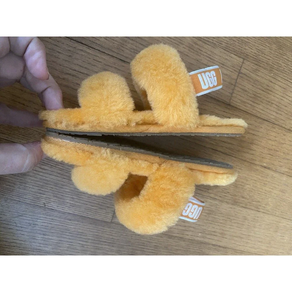 Ugg Oh Yeah Orange Sheepskin Slippers Poppyseed California Toddler Girls 10